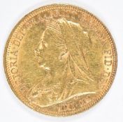 1896 Queen Victoria gold full sovereign with Melbourne Mint mark