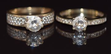 Two 9ct gold rings set with cubic zirconia, 4.8g, size Q & O
