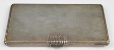 Likely continental Art Deco silver cigarette case with engine turned decoration, marked 925 to