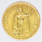 1910 Austro Hungarian 10 Korona gold coin, weight 3.35g