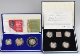 Two Royal Mint silver proof piedfort sets comprising 1994-1997 One Pound Collection and a set of