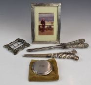 Hallmarked silver and other items to include photograph frame to suit 6 x 4 inch photo, with Italian