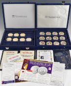 Two Westminster coin cases, one containing thirteen Coronation of Queen Elizabeth II
