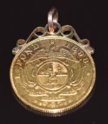 A 1898 1 Pond, in 9ct gold pendant mount, 8.9g