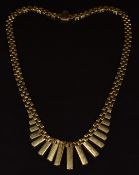 A 9ct gold Cleopatra style necklace with textured decoration, Birmingham 1978, 24.1g