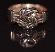 A 9ct rose gold love knot ring, Birmingham 1899, 3g, size L