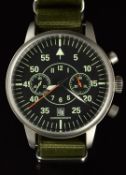 Poljot Flugkapitan gentleman's chronograph wristwatch with date aperture, luminous hands, Arabic