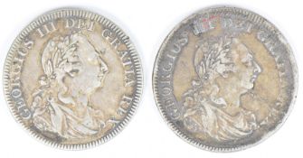 Two 1804 George III Bank of England five shillings Dollar coins