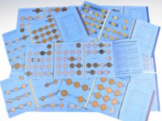 Eleven Whitman folders containing UK bronze, brass threepence including 1946 and 1949, pennies,