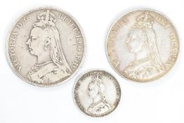 1889 Queen Victoria Jubilee head crown and an 1887 shilling