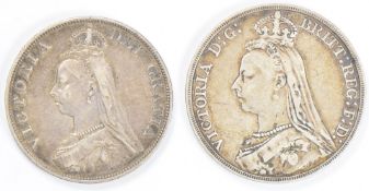 1889 Queen Victoria Jubilee head crown and an 1887 double florin