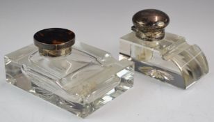 Four hallmarked silver inkwells, two being Birmingham 1922, width of largest 7cm