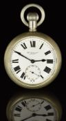 W Eberhard of London keyless winding open faced military pocket watch with subsidiary seconds