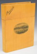 Mauchline ware 'photographs' container in the form of a book for 'Ventnor from the Sea', W14 x H19.