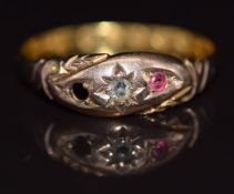 A 22ct gold ring with 9ct gold setting, 1.3g, size O