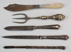 Victorian hallmarked silver and mother of pearl butter knife, Sheffield 1896, maker Joseph Rodgers &