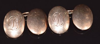 A pair of 9ct gold cufflinks, Birmingham 1918, 8g