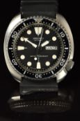 Seiko 'Turtle' gentleman's diver's automatic wristwatch ref. 6309-7040 with day and date aperture,