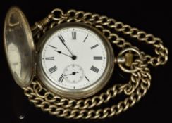 Waltham hallmarked silver full hunter pocket watch with inset subsidiary seconds dial, blued
