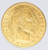 1860 French 5 Franc gold coin, weight 1.6g
