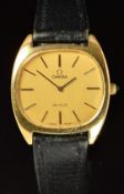 Omega De Ville gentleman's wristwatch ref. 111.0132 with black hands, gold and black baton hour