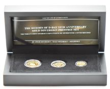 Hattons of London 2019 three coin proof gold sovereign set commemorating the Heroes of D-Day 75th