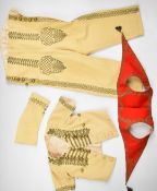 19thC boy's / children's military style Hussars jacket, trousers and waistcoat with embroidered gold