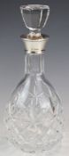 Elizabeth II hallmarked silver mounted cut glass decanter, Sheffield 1979, maker Barker Ellis Silver