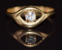 A 9ct gold ring set with a cubic zirconia, 1.2g, size O