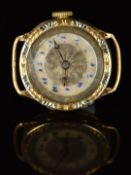 Unnamed 18ct gold ladies wristwatch with blued Breguet hands and Arabic numerals, silver dial,