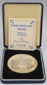 Royal Mint 1986 Royal Wedding Falkland Islands £25 coin, in case with certificate