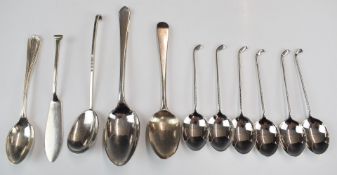 Georgian and later hallmarked silver cutlery including a set of six novelty golf spoons, length of