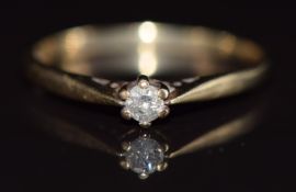 A 9ct gold ring set with a diamond, 1.4g, size O