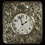 Edward VII hallmarked silver mounted pocket watch holder or stand with easel back, holding a