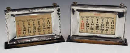 Two large hallmarked silver perpetual calendars, width 21cm