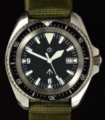 British Military Royal Navy diver's style wristwatch with date aperture, luminous hands and hour