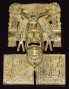 South African 18k gold brooch depicting a tribal man, 20.2g 5.2x3.5cm