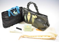 Two Radley handbags comprising inset ladybird and multicoloured knot design, and a Radley purse