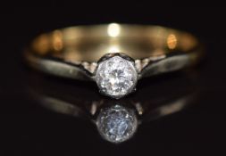 An 18ct gold ring set with a diamond of approximately 0.12ct, 1.7g, size L