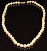 Mikimoto necklace made up of 57 pearls with a silver clasp, with original paperwork and case