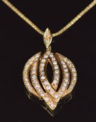An 18k gold pendant set with round cut diamonds, on 18ct gold chain, 8g
