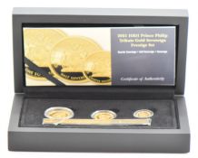 Hattons of London 2021 three coin proof gold sovereign set commemorating Prince Philip comprising