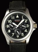 Sekonda military style gentleman's wristwatch with day, date and 24 hour subsidiary dials,