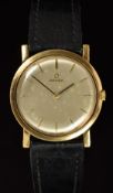 Omega 9ct gold gentleman's wristwatch ref. 311.8487 with black and gold baton hour markers, silver