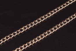 A 9ct rose gold graduated watch Albert chain with T-bar, 48cm long, 29.8g.