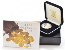 Royal Mint 2000 Queen Elizabeth II Millennium gold full sovereign with certificate no 5523, in