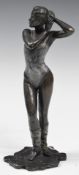 Bronze limited edition (47/50) figure of a woman in a swimsuit drying her hair, height 16cm