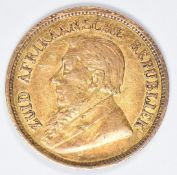1895 South African ½ Pond gold coin, weight 3.9g