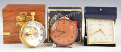 Oris vintage alarm clock in original box, exhibition bullseye pocket watch in campaign style case