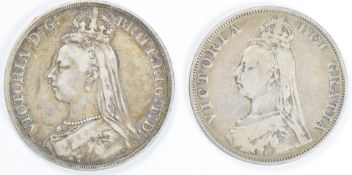 1890 Queen Victoria Jubilee head crown abd an 1887 double florin